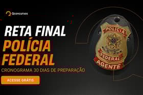 É uma imagem do post com o título 30 dias para o concurso PF: baixe cronograma de estudos gratuito