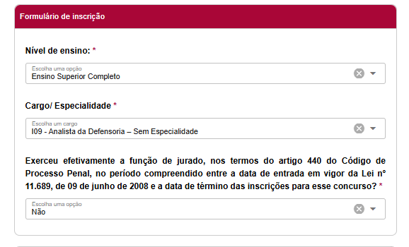 Página de inscrição do concurso DPE PB (Foto: Divulgação)