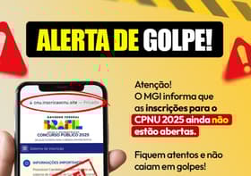 É uma imagem do post com o título CNU 2025: página falsa é criada e MGI alerta sobre golpe; veja!