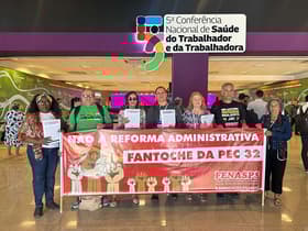 É uma imagem do post com o título Contra Reforma Administrativa, categorias citam precarização
