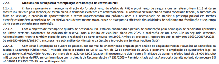 Documento interno da PRF