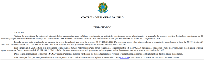 Despacho interno da CGU