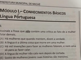 É uma imagem do post com o título Concurso Macaé RJ: questões são anuladas por conteúdo machista