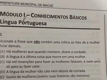 É uma imagem do post com o título Concurso Macaé RJ: questões são anuladas por conteúdo machista