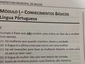 É uma imagem do post com o título Anulação do concurso Macaé RJ por questões machistas é solicitada