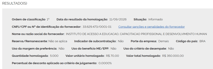 Resultado da escolha da banca do concurso IFRJ